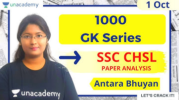 1000 GK Series for SSC CHSL | 1 Oct, 2020 | Unacademy Live - SSC Exams | Antara Bhuyan