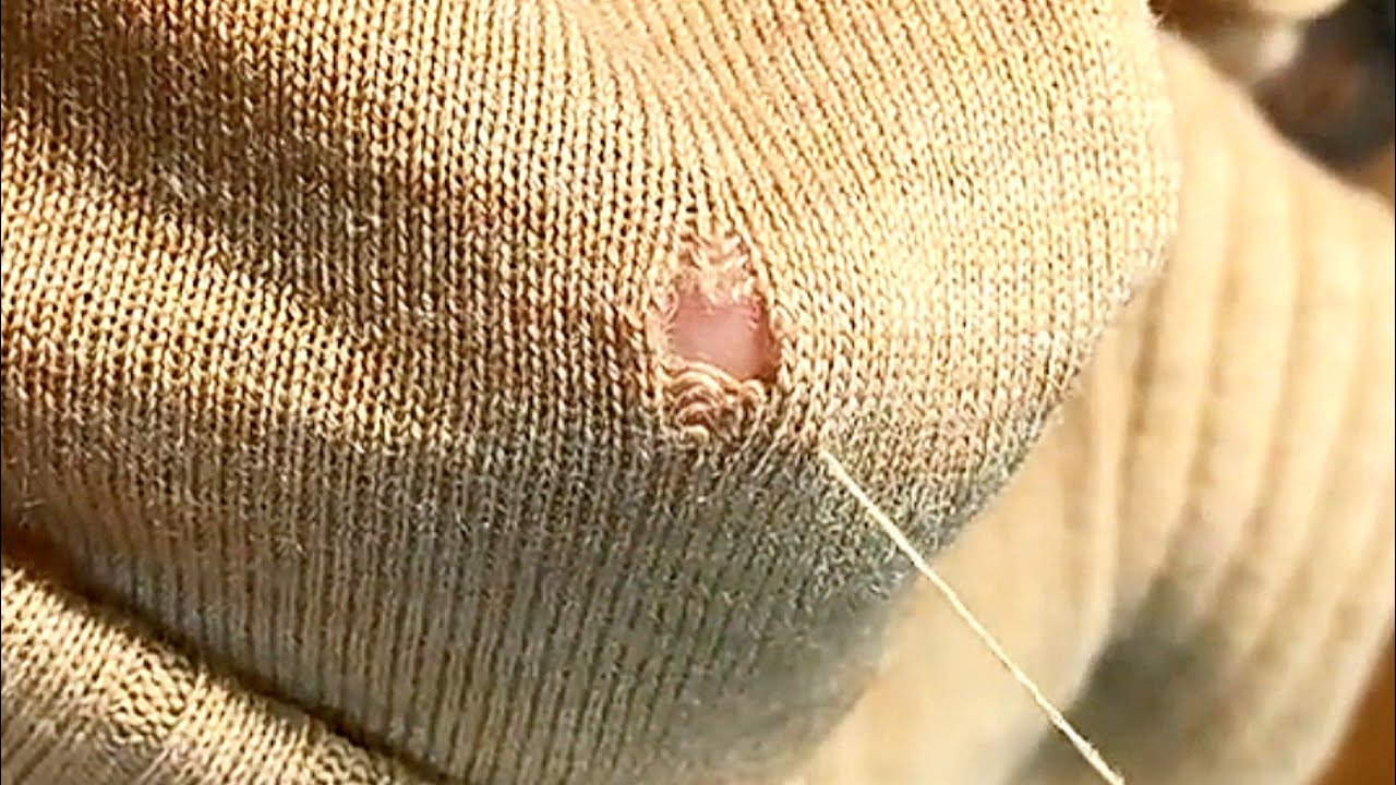 How to perfectly repair a hole in a knitted sweater - YouTube