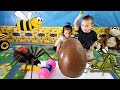 Bashing Giant Chocolate Surprise Egg Filled With Huge Toy Bugs - Family Fun with Kids Toys and Candy