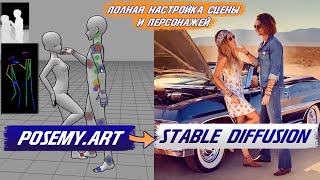 Детальная сцена в Stable Diffusion+ControlNet+PoseMyArt | Точная настройка позы, внешности и пейзажа