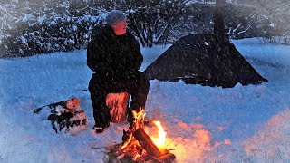 Solo Winter Camping in the Fresh Snow.