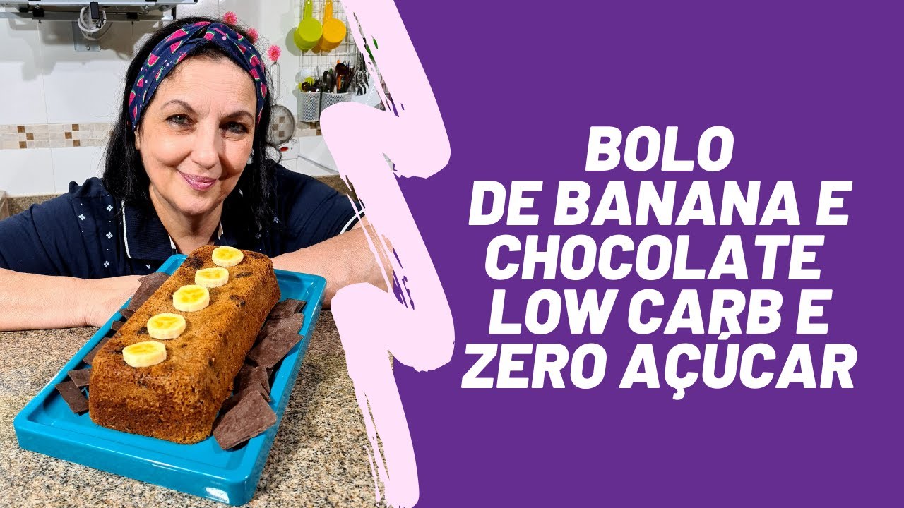 Bolo de Banana com Chocolate Low Cab e zero açúcar
