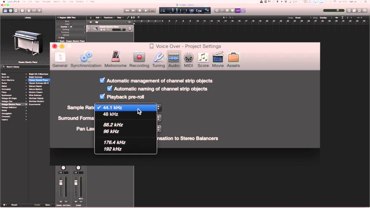 Logic Pro X Tutorial  2: Setting the Sample Rates, Bit Rates and the Input and Outputs