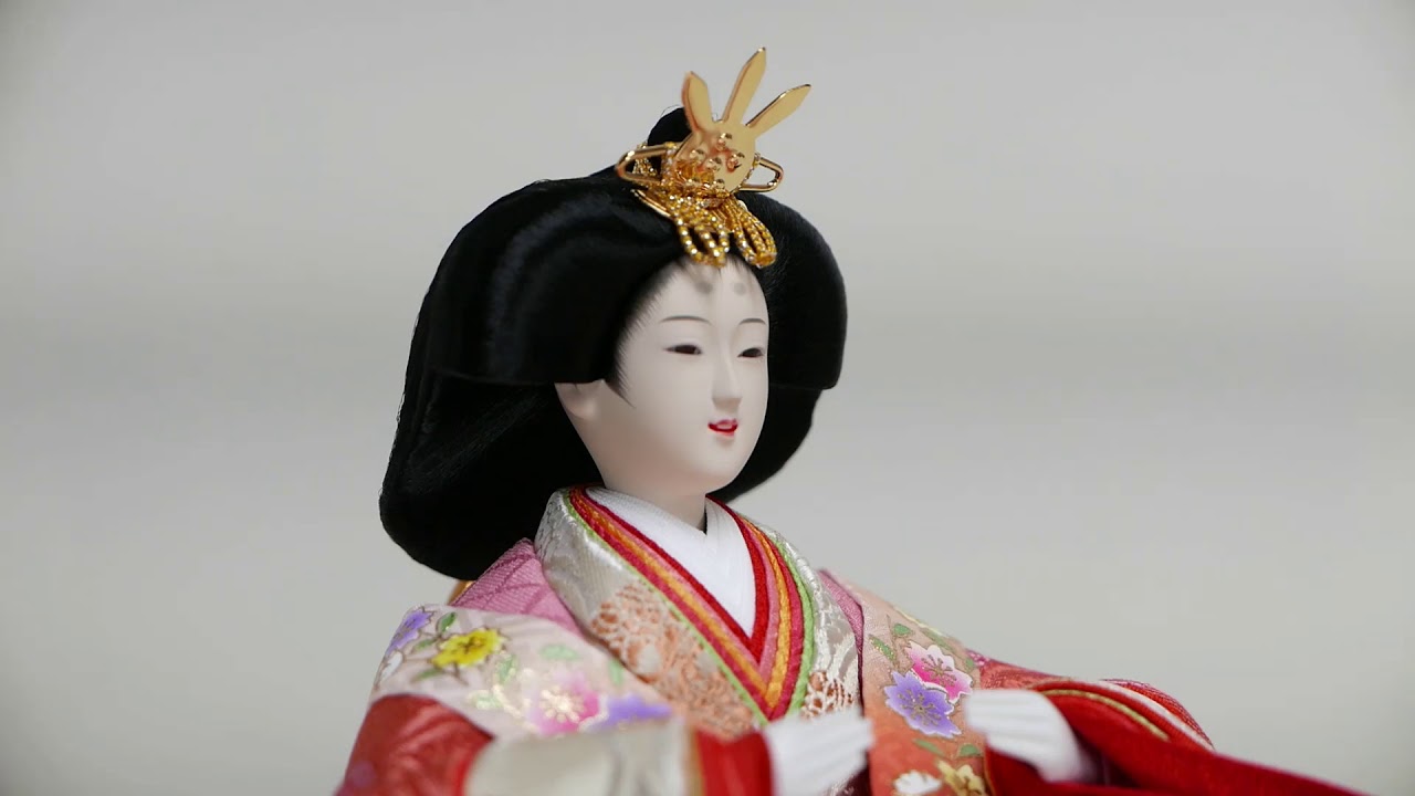 ピンクと青の有職文様衣装の雛人形茶塗屏風親王飾りが安い 雛人形親王