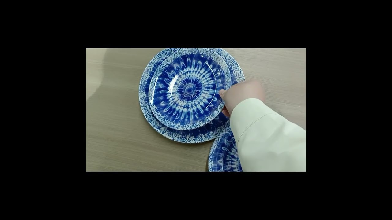 Wonderful 3D Printed Indigo Tie Dye Mandala Ceramic Dinnerware