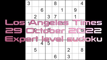 Sudoku solution – Los Angeles Times sudoku 29 October 2022 Expert level