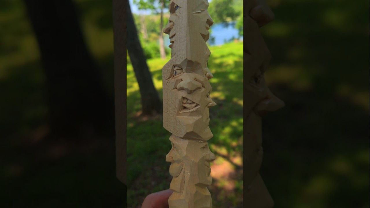 Practicing faces on a study stick. #whittling #woodcarver #woodcarving #stepbystep