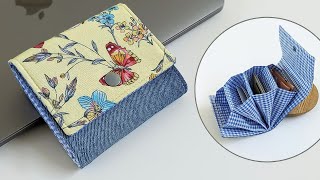 DIY Easy Small Floral and Denim Accordion Wallet | Old Jeans Idea | Wallet Tutorial | Upcycle Craft screenshot 5