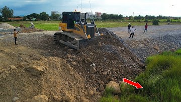 Amazing Project NEW Landfill BY SHANTUI Dozer Pushing Land Stone & Dump 25.5t Trucks