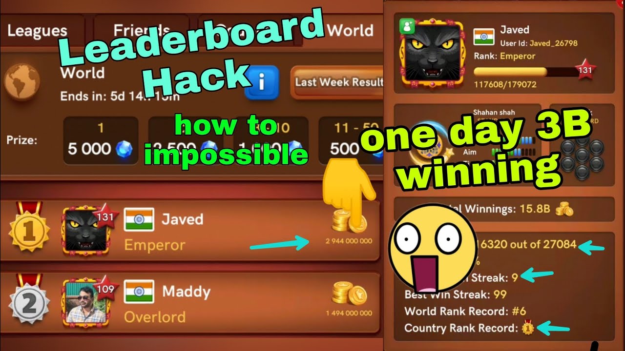 Carrom pool leaderboard competition 🤣 | oh my god how to impossible 3-4 billion winning 😲 / Gaming