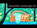 live Beautiful Landscape painting /Natural Painting with acrylic Colour/Waterfall Natural Painting
