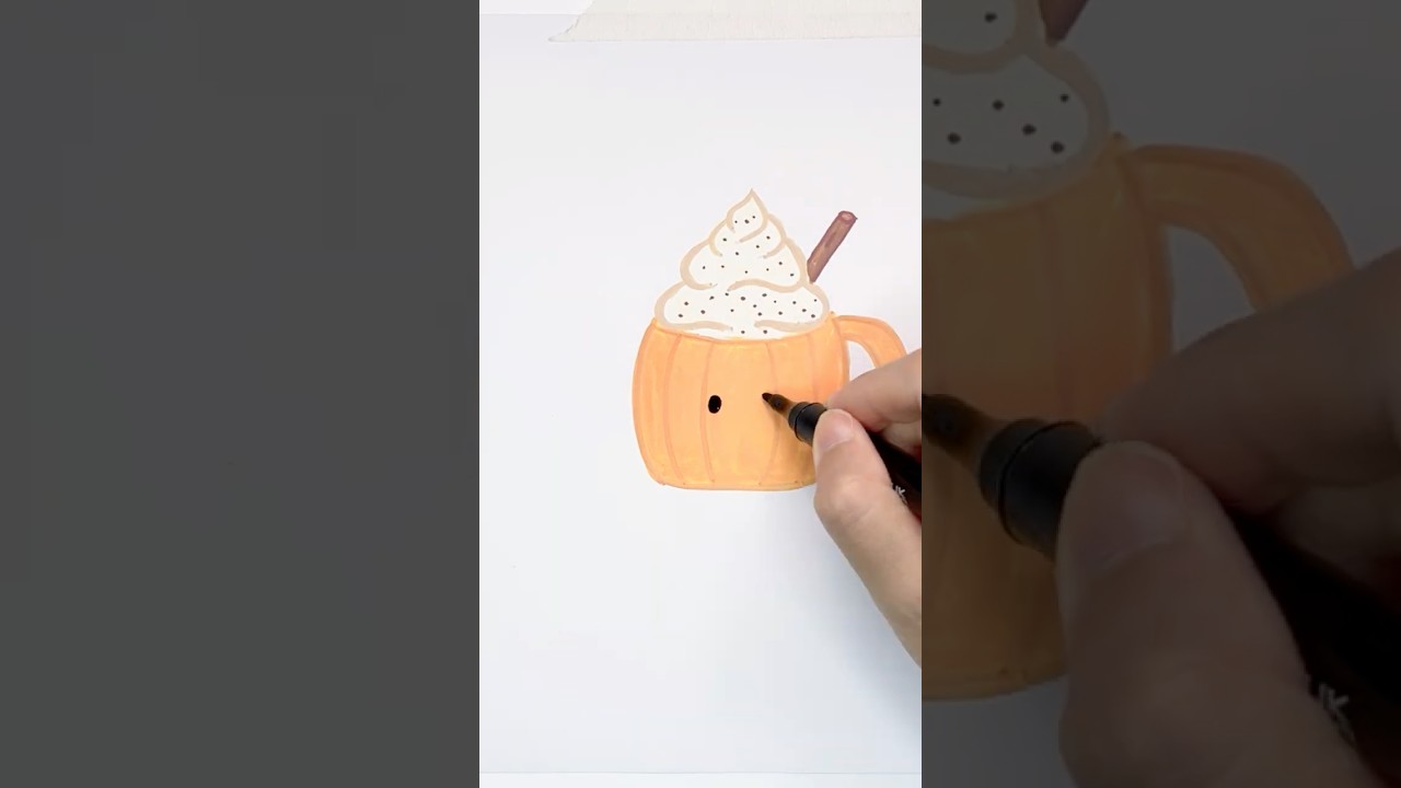 How to Draw a Pumpkin Spice Drink | Easy and Cute Step by Step