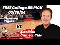 College Basketball Pick - Clemson vs Alabama Prediction, 3/30/2024 Best Bets, Odds & Betting Tips
