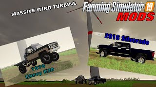 NEW(ish) Farming Simulator 19 MODS - Chevy K30 DS & Wind Turbine & 2016 Silverado [CRAZY Options]