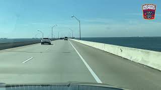 Driving over Tampa Bay via Gandy Bridge
