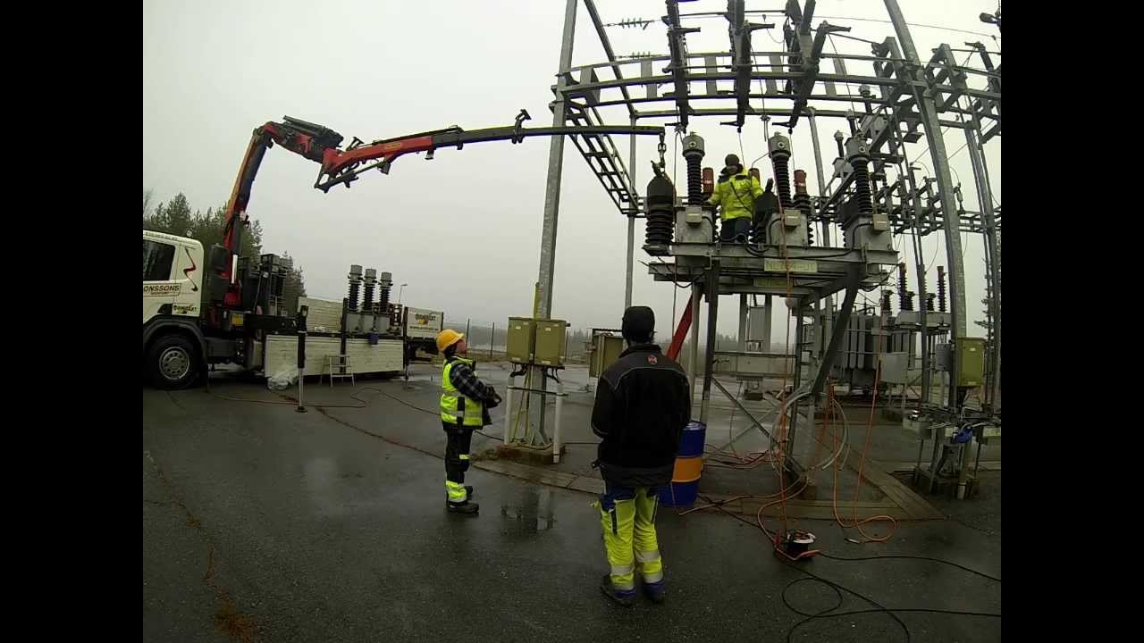 Kranarbete under 130 kV ledning
