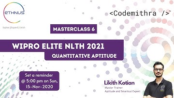 WIPRO Elite NLTH 2021 | MasterClass 06 | Quantitative Aptitude for Wipro Elite NLTH