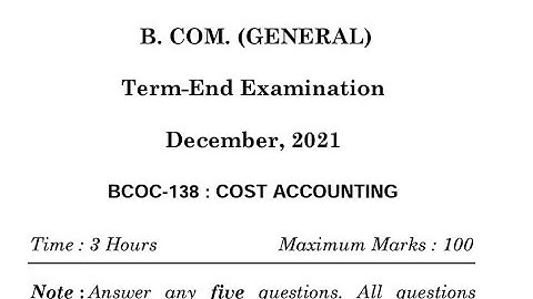 BCOC-138 IGNOU previous year question paper English and Hindi medium