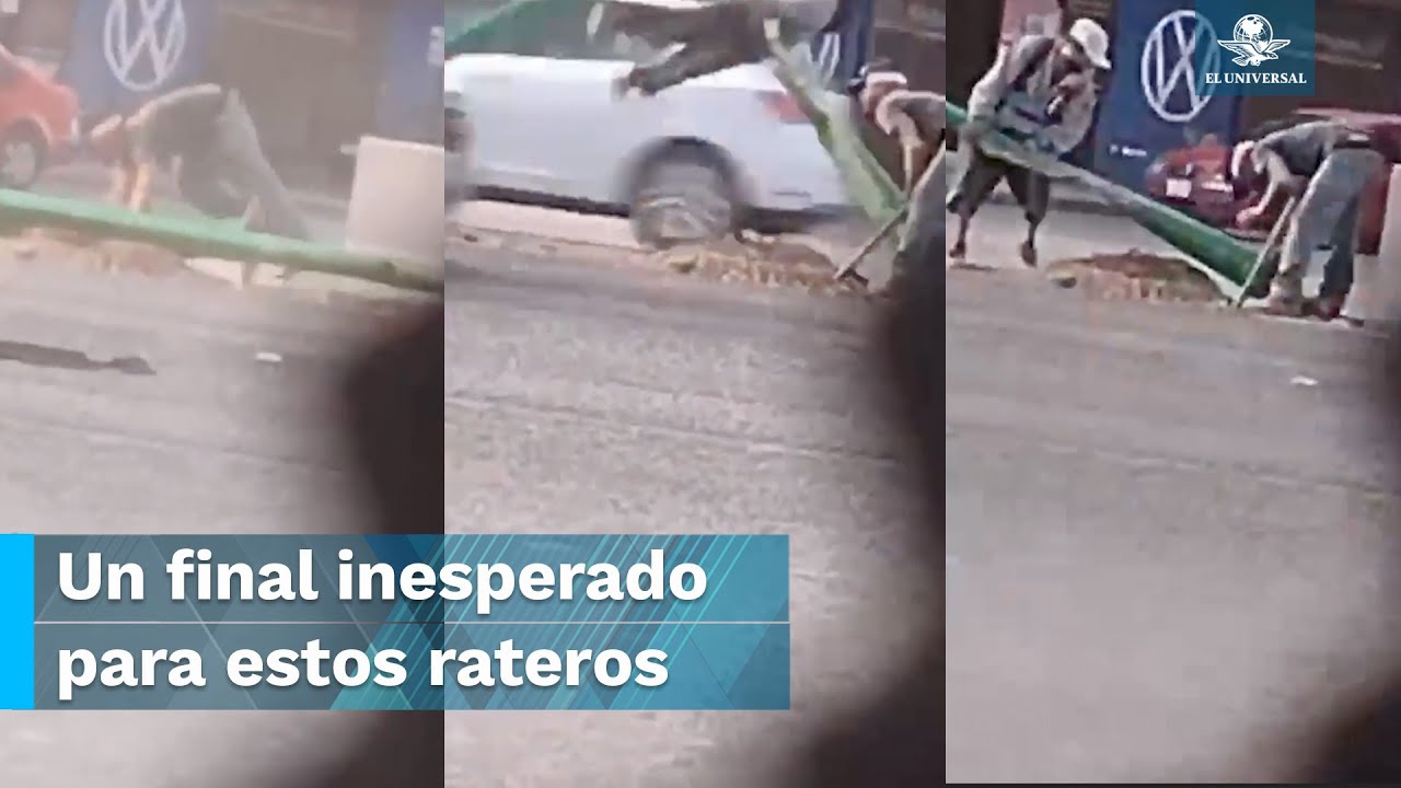 Ladrón sale volando por intentar robar cable de un poste