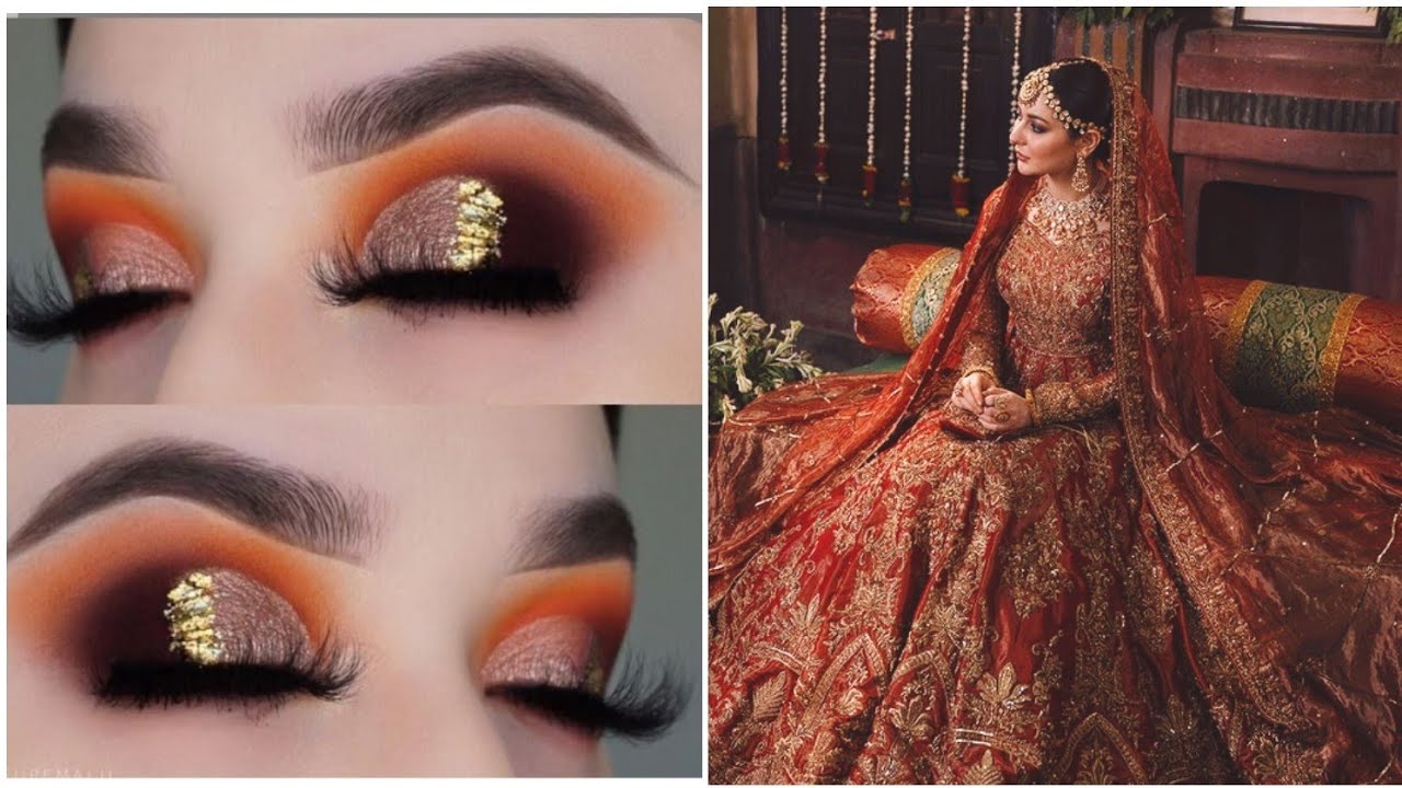 Bridal Orange eye makeup tutorial 