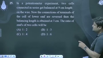 In a potentiometer experiment, two cells connected in series get balanced at 9 cm length on the ....