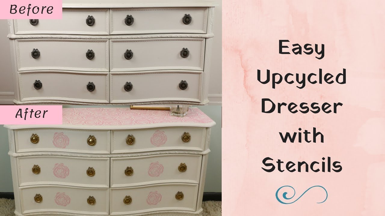 How To Makeover A Plain White Dresser Using Stencils Youtube