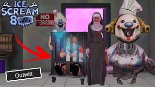 Evil nun, Rod and new enemies inside new Gameover scenes in Ice Scream 8 Outwitt Gameplay