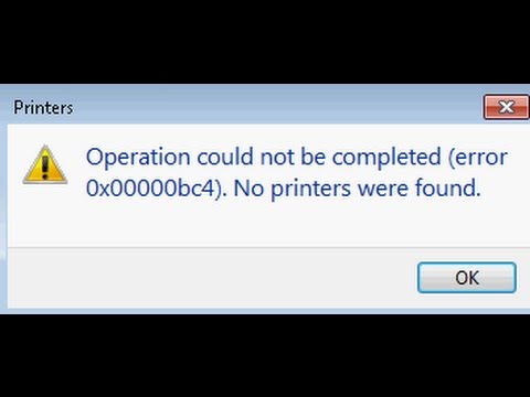 mscms.dll is missing (error 0x00000bc4) No printers were found - YouTube