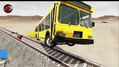 Impossible Weird Wave Rail Tracks Vs Trains Crossing - BeamNG.Drive video play