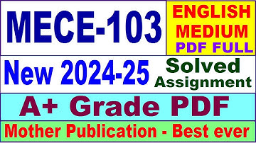 MECE 103 solved assignment 2024-25 in English || mece 103 solved assignment 2025 || mece103 2024-25