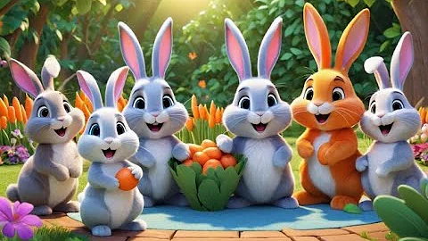 Five Little Bunnies Jumping on the Ground | Fun Bunny Counting Song Kids | Learn Numbers and Actions