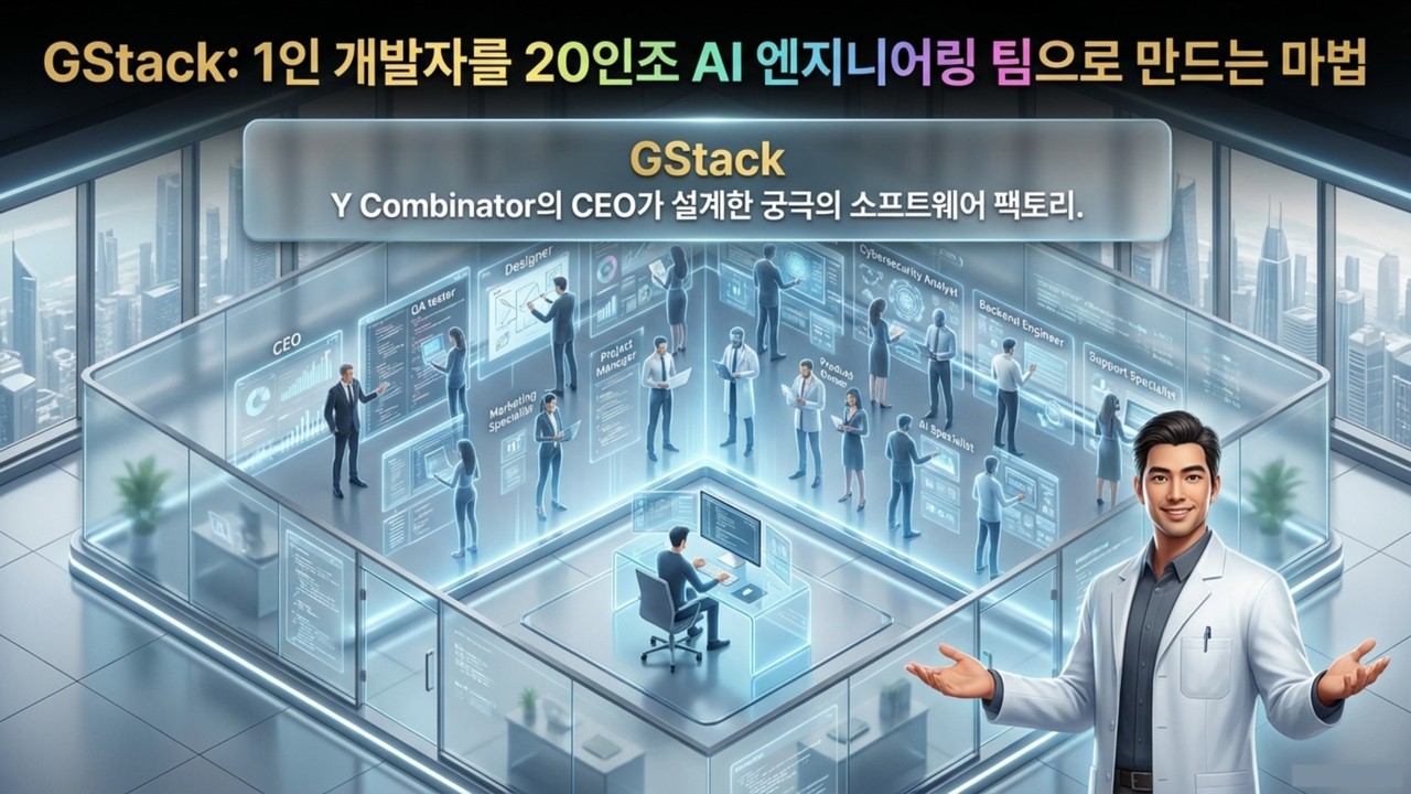 ⁣1인 개발자가 20인 AI 팀을 부리는 법: GStack과 지휘자의 시대 | 1인 개발자의 20인조 AI 팀 GStack과 하네스 엔지니어링의 정체