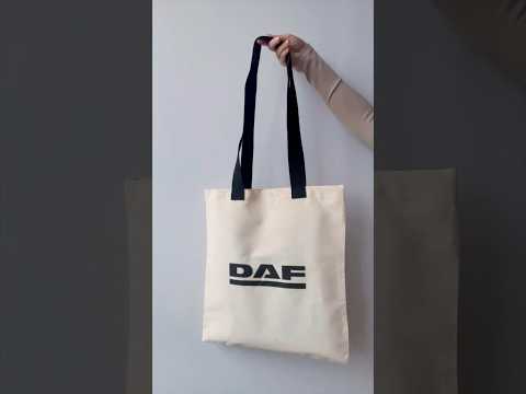 Екоторба для покупок з екологічного матеріалу з чорними ручками без друку Розмір: 42cм х 44см, видео 1