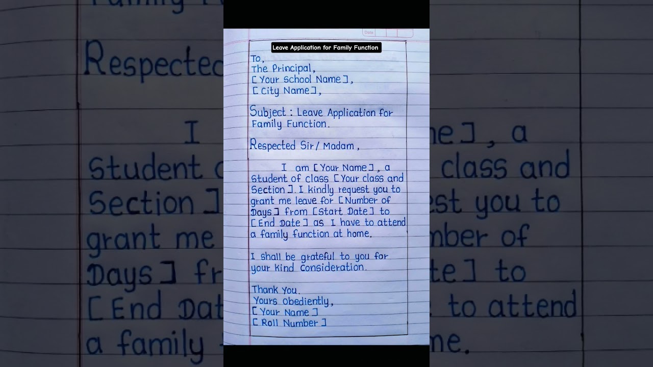 leave application for family function || leave application || learn creative handwriting ||
