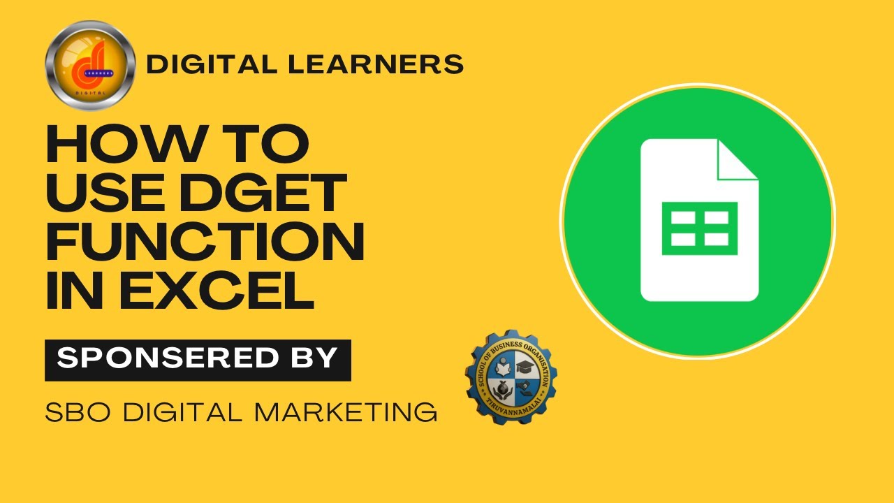 Use Dget How to Use DGET Function in Excel | #dget | #sbo | #sbotvm | # ...