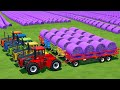 Harvesting lavender and transporting bales with big bud tractors  farming simulator 22