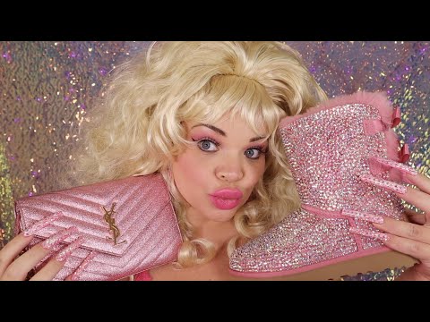 ASMR Nail Tapping + Scratching on Pink Items (TINGLY TRIGGERS - purses, shoes, sunglasses)
