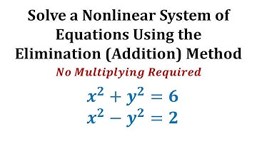 Solve a Nonlinear System Using the Elimination (Addition) Method: Circle/Hyperbola - No Multiplying