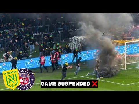 TOTAL CHAOS as Nantes Ultras invade the pitch during FC Nantes vs Toulouse | Game Suspended