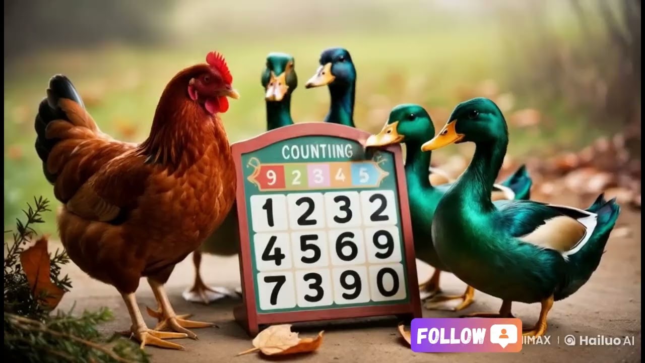 One red hen cluck cluck cluck #  funny poems for kids# let's start learn to number # new counting
