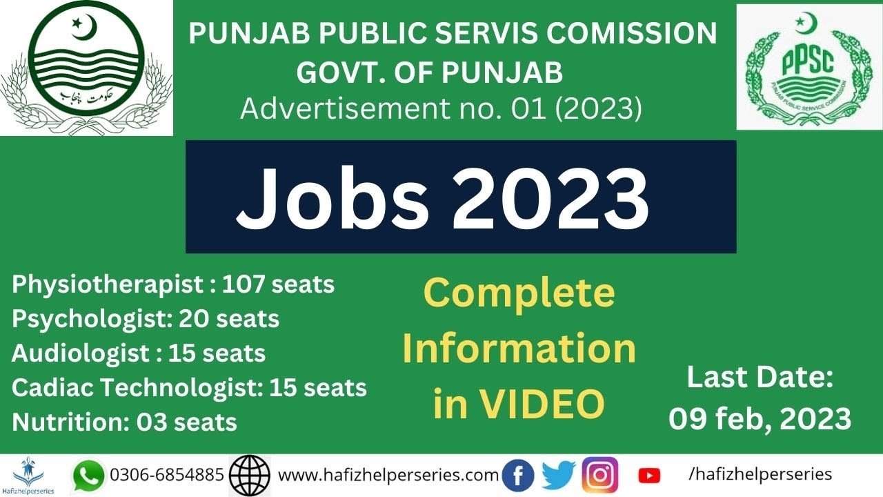 PPSC Jobs alert 2023 for Physiotherapist, Psychologist & Allied