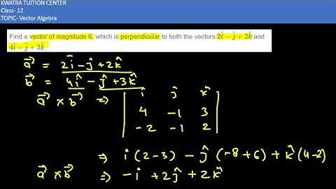 Q7. Find a vector of magnitude 6, which is perpendicular to both the vectors 2i-j+2k and 4i-j+3k.