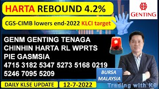 Daily KLSE BURSA Update - 12-7-2022 💥HARTA REBOUND 4.2%💥CGS-CIMB lowers end-2022 KLCI target💥 screenshot 5