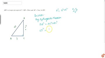 `ABC` is a triangle right angled at `C.` If `AB=25cm and AC=7cm,` find `BC.`...