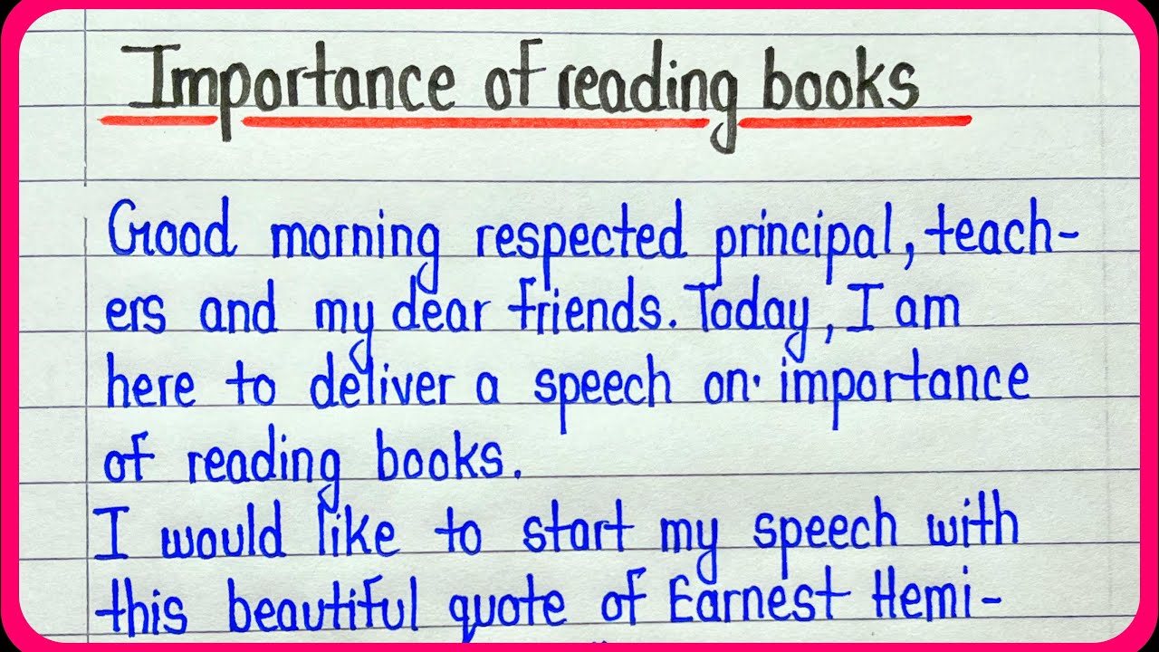 speech in english on importance of reading