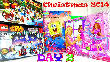 Christmas 2014 Toy Advent Calendar Opening Day 2 With LEGO Star Wars, City, SpongeBob & Barbie
