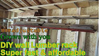 DIY wood stud and conduit wall lumber rack. Affordable, Versatile, and Easy to assemble.