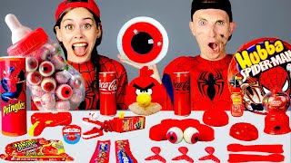 ASMR MUKBANG 홈메이드 갤럭시 허니 젤리 레드 디저트 아이스크림 먹방 & 레시피 DESSERT Spiderman Red Candy Compilation HUBAGIRL