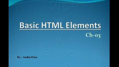 Basic HTML Elements. Part 4 (Computer)