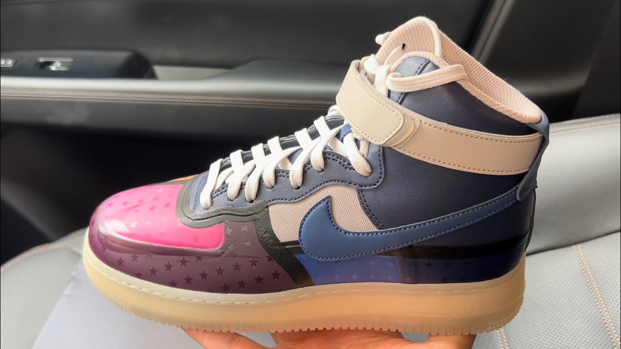 Nike Air Force 1 High 07 Premium Thunder Blue Pink Prime Shoes - YouTube